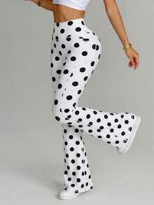 Dewbera Dewbera Pantalones largos acampanados con costuras y estampado de leopardo colorido (con bolsillos) - Blanco y Negro - Ver 5