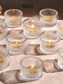 4 Packs Clear Glass Votive Candle Holders, Vintage Candle Holder For Floating Candle, Tealight Candle Holder For Table Centerpieces Home Bridal Shower Birthday Christmas Wedding Party Table Decoration, Gifts - multicolor - View 15