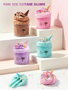 POKOJA LAND Slime Set Of Ice Cream Cotton Mud, Children's Decompression Drawing Colored Mud, Creative DIY Simulation Ice Cream Cloud Mud, Super Fluffy Decompression Crystal Mud, Boys And Girls Educational Handmade Toys. - Multicolor - View 2