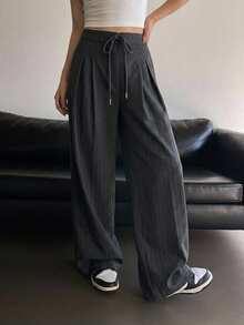 Dazy Star Striped & Floral Print Wide Leg Pants - Grey - View 11