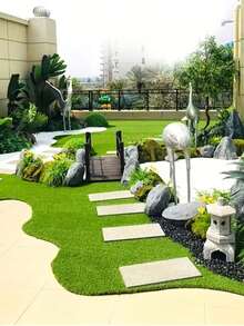 1PC Large Size Artificial Grass Realistic Texture Like Natural Gift Create Holiday Vibe Countryside Outdoor Lawn Mat For Patio Balcony Backyard - Premium green/green background - View 6