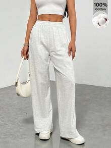 SHEIN PETITE Quần dài đen kẻ sọc bên hông, kiểu dáng đơn giản, thời trang hàng ngày, thích hợp cho lễ tốt nghiệp, trang phục tựu trường, lễ tốt nghiệp, trang phục giáo viên dành cho nữ, trang phục tựu trường. - Xám - Xem 4