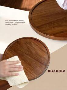 1/2PCS Solid Wood Round Serving Tray Multifunctional Breakfast Tray Bathroom Tray Cheese Board Kitchen Decor Rustic Service Platter Farmhouse Home Storage Organizer Gift - Yellow - View 5