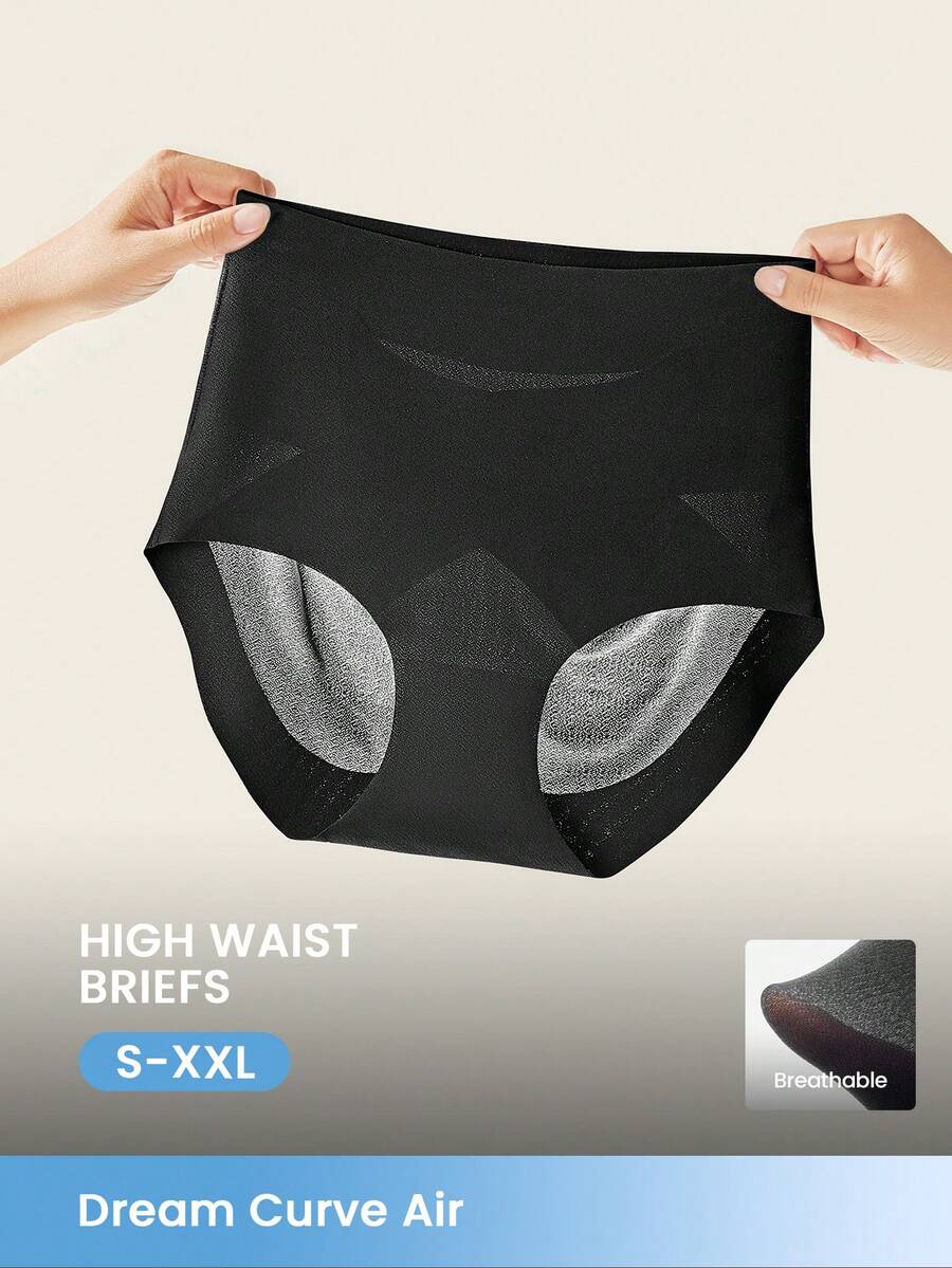 LUVLETTE 1-Pack Quần lót cạp cao kiểm soát bụng định hình thoáng khí màu đen cho nữ - màu đen - Xem 1