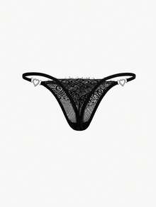 Bisouelle Rhinestone Studded Sexy G-String, Rave - Black - View 2