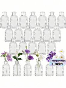 A Set Of 6/12 Glass Vases, Vintage Decorative Centerpiece, Vintage Bottle Tabletop Decoration, Used For Weddings, Receptions, Home Decor, Holiday Party Decoration - A color - View 1