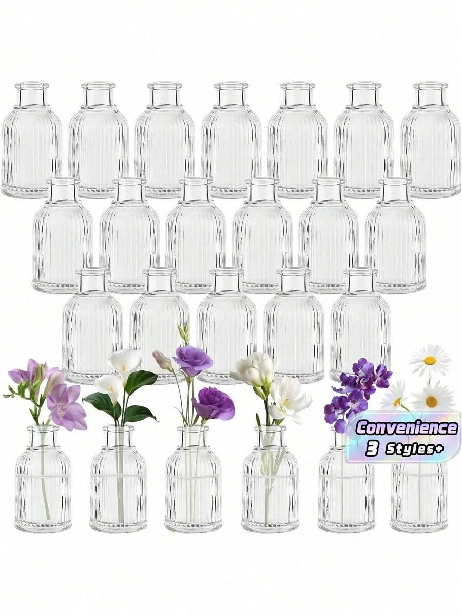 A Set Of 6/12 Glass Vases, Vintage Decorative Centerpiece, Vintage Bottle Tabletop Decoration, Used For Weddings, Receptions, Home Decor, Holiday Party Decoration - A color - View 1