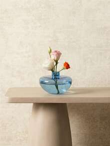 Cirelle 1个现代圆形玻璃花瓶，透明水培花盆，简约家居装饰中心摆件，适用于客厅和餐桌，乔迁新居礼物，花卉中心装饰 | 现代玻璃花瓶，光滑表面，花瓶 - 現代圓形玻璃花瓶 - 查看 3