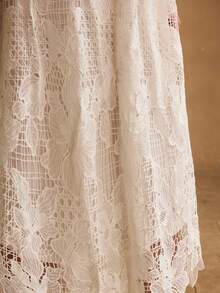 MOTF PREMIUM VESTIDO DE ENCAJE CON PARCHES Y CALADO, PRIMAVERA/VERANO - Blanco - Ver 6