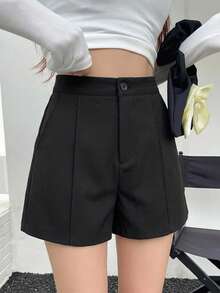 DAZY Solid Wide Leg Shorts - Black - View 12
