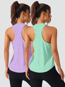 SHEIN Velisys Camiseta de tirantes de mujer de unicolor para actividades deportivas y fitness diarias - Multicolor - Ver 1