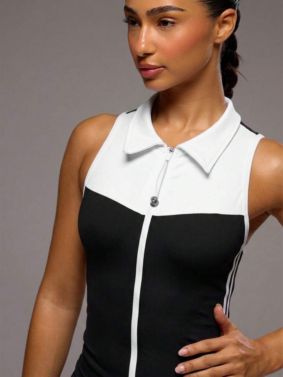 Active Contrast Zip Through Sleeveless BBL Vest Jacket Only Workout Gym Pilates Fitness Daily Girly Casual Hot Sweat Summer