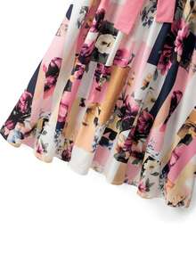GlowEve CURVE Plus Size Ditsy Floral Dress For Women, Summer V-Neck Cinched Waist Mid-Length Dress, Elegant Slimming Vacation Style Wedding Guest White - Multicolor - View 5