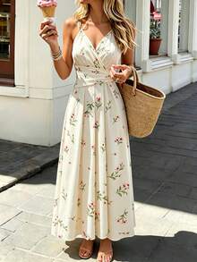 SHEIN PariChic Women's Floral Print Pleated Fashion Dating Party Spaghetti Strap Dress - Multicolor - View 8