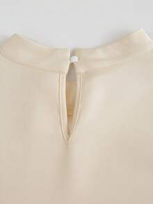 SHEIN Franclia Asian New Chinese Style Minimalist Small Stand Collar Sleeveless Top & Contrast Color Skirt 2 Pieces Set In Apricot - Apricot - View 8