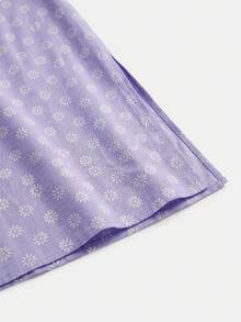 lacRébo Vestido midi de tirantes con estampado floral lila, abertura lateral y espalda abierta, vestido de satén casual de verano para vacaciones y noche - Púrpura malva - Ver 9