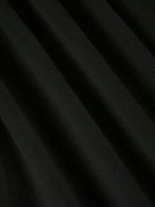 SHEIN LUNE CURVE 大尺碼女款休閒純棉素色長褲，附口袋與抽繩 - 黑色 - 查看 5