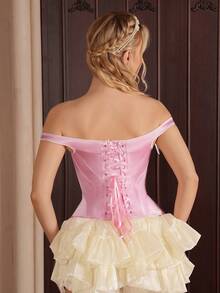 Myrelith Women's Elegant Criss-Cross Lace-Up Bustier Top 1 Piece - Pink - View 2