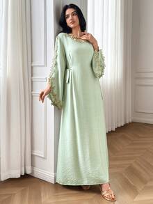 Yasmyna 女款刺繡貼花阿拉伯式洋裝 - 綠色 - 查看 4