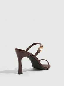 CUCCOO SZL Sandal Hak Tinggi Rantai Ujung Lancip untuk Wanita, Cocok untuk Natal dan Musim Panas - Bambu hijau coklat - View 3