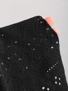 Sweetra Women's Spring/Summer New Vintage Sexy Hot Girl Cute Playful Colorblock Patchwork Jacquard Hollow Fabric Lace Trim Bow Tie Front Slim Fit Tank Top - Black - View 3
