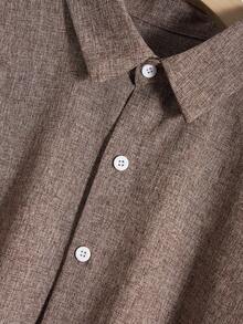 Manfinity Homme Men's Summer Casual Front Button Short Sleeve Shirt And Pants Set - Brown - View 5
