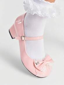 ROMWE Kawaii Giày Mary Jane màu hồng dành cho nữ, giày công sở đế dày, giày lười kiểu sinh viên có nơ và khóa cài, thích hợp cho không khí lễ hội Giáng sinh và Năm mới, mùa thu và mùa đông. - Màu Hồng baby - Xem 3