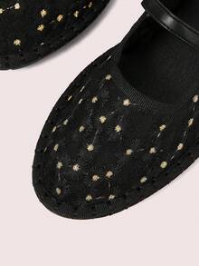 CUCCOO DOLLMOD Women's Shoes Round Toe Spring And Summer New Black Mesh Daisies With Fashionable And Versatile Daily Wear Flat Shoes - Black - View 5