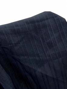 Manfinity Homme Áo sơ mi nam cài nút phía trước và quần short cạp rút trơn không có áo phông, đi chơi, trang phục thoải mái - Màu xanh hải quân - Xem 5