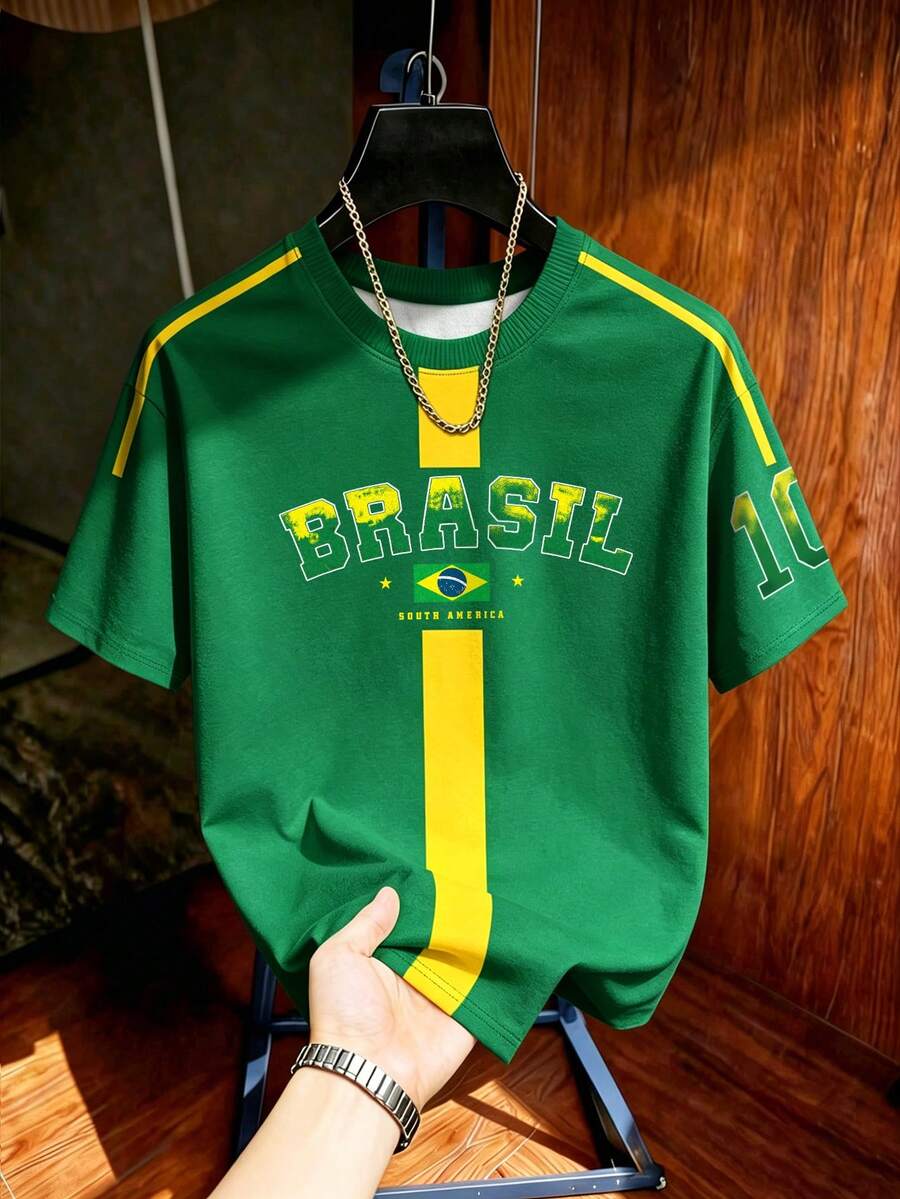 Aesthetic Post Áo bóng đá Brazil kiểu cổ điển, áo in số 10 kiểu Mỹ, áo thun in hình unisex, áo thể thao thời trang nam, bóng đá, phụ kiện bóng đá - Nhiều màu - Xem 1