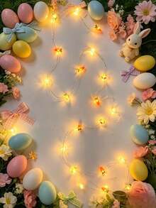 Easter Decorations, Rabbit, Carrot, Egg String Lights, Battery Powered, Easter Spring Rabbit Fairy Lights, Suitable For Indoor/Outdoor Easter Basket, Egg Party, Bedroom Decor - multicolor - View 5