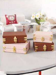 1PC Retro PU Leather Storage Boxes Mini Display Case Dustproof Transparent Lid For Miniature Models Collectors Gift Vintage Craft Organization Container - multicolor - View 1