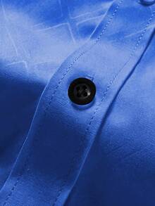 Manfinity Mode Men's Minimalist Print Short Sleeve Shirt, Formal - Royal Blue - View 5