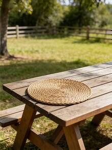 1/4/6PCS Handwoven Braided Rustic Boho Round Placemats Charger Plates Farmhouse Winter Holiday Dining Table Kitchen Home Decor Table Setting Rustic Boho Tableware Set - Multicolor - View 6