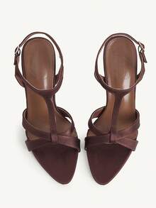CUCCOO CHICEST Sandal cao gót nữ đơn giản có thể điều chỉnh, phù hợp mặc thường ngày, nghỉ xuân, Lễ Phục sinh, dạ hội - màu nâu - Xem 2