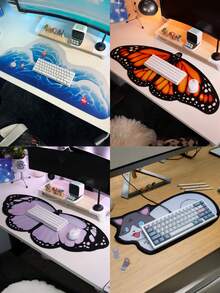 1PC Diatomite Quick Drying Desk Mat Mouse Pad With 4 Cute Patterns Light Purple Butterfly Yellow Butterfly Beach Cat For Gaming Computer Laptop Non Slip Absorbent Large Keyboard Mat Desktop Protector Office Home Decor - multicolor - View 5
