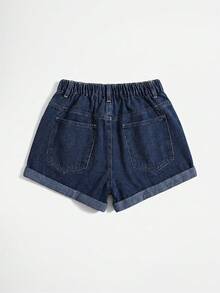 GlowEve Women's Plus Size Spring Summer Street Casual Denim Mini Shorts Holiday Dusty Blue Vacation - Dark Wash - View 2