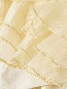 Sweetness Sweet Girl's Ruffled Multi-Layer Pearl Sheen Light Yellow Low-Waist Mini Skirt - Light Yellow - View 11
