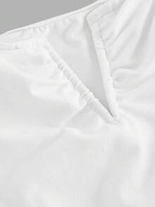 SHEIN MOD 加大码 3 件套 女士白色深 V 领褶皱吊带背心 - 彩色 - 查看 4