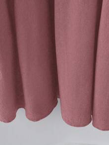Linhara Plus Size Solid Color Short Sleeve Shirt And Spaghetti Strap Dress Cotton 2 Pieces Set - Dusty Pink - View 4