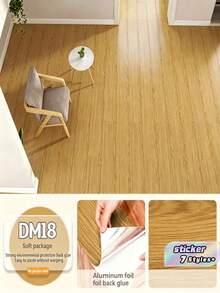 10packs Self Adhesive Wood Grain Floor Stickers Waterproof Removable Durable PVC Vinyl Planks Easy Install For Living Room Bedroom Kitchen Bathroom Home Renovation DIY Decor Underlayment - multicolor - View 1