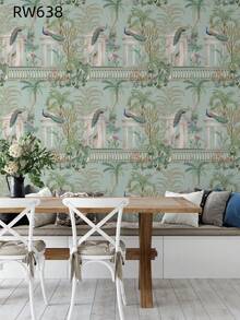 1 PC Roll Waterproof Removable Peacock Floral Pattern Wallpaper Elegant Home Decor Wall Art Sticker For Living Room Bedroom Office Hallway - multicolor - View 16