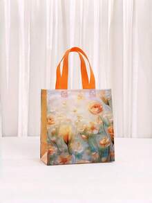 1/4/10/20 Stücke große Kapazität elegante Blumen-Botanik-Malerei-Stil Vliesstoff Polyester Tragetasche Handtasche Party-Gastgeschenk-Geschenktüten für Hochzeit Geburtstag Feier Jahrestag Brautparty langanhaltend modische Einkaufstasche - Mehrfarbig - Übersicht 6