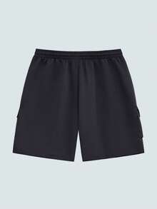 Modcrash Men's Casual Solid Color Cargo Shorts - Black - View 6