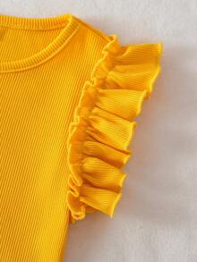 SHEIN 少女夏季休閒荷葉邊背心上衣 - 彩色 - 查看 11