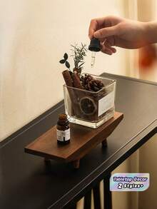 1個長方形厚實相思木裝飾香氛精油擴香器收納珠寶整理盒 玄關桌面展示架 自然鄉村風木盤 適用於書桌梳妝台浴室檯面家居裝飾 - 棕色 - 查看 1