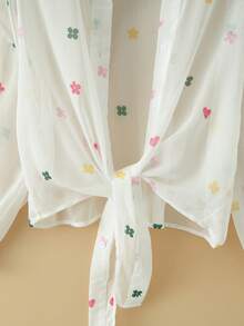 New Women's Casual Solid Color Chiffon Blouse With Short Batwing Sleeves - 白色 4 - 查看 5