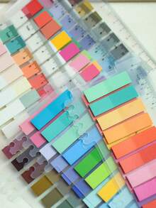 2400Pcs 12Styles Semi Transparent PET Sticky Notes Index Tabs Vintage Retro Aesthetic Translucent Solid Color Page Markers Annotation Flags Office School Study Supplies Organizer Must Have - multicolor - View 4