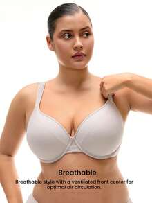 LUVLETTE Plus Dream Curve Support +Smooth Full Coverage Support Wide Strap Bra Push Up T-Shirt Basic Bra - Dusty Purple - View 4