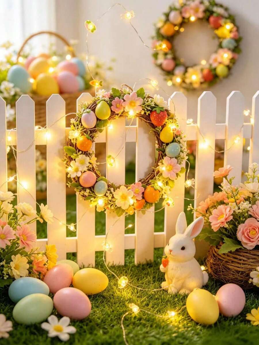 Easter Decorations, Rabbit, Carrot, Egg String Lights, Battery Powered, Easter Spring Rabbit Fairy Lights, Suitable For Indoor/Outdoor Easter Basket, Egg Party, Bedroom Decor - multicolor - View 1